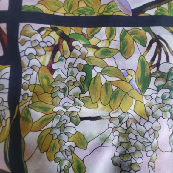Vtg Metropolitan Museum Art Silk Scarf Tiffany Wisteria View StainedGlass Window - Picture 6 of 10